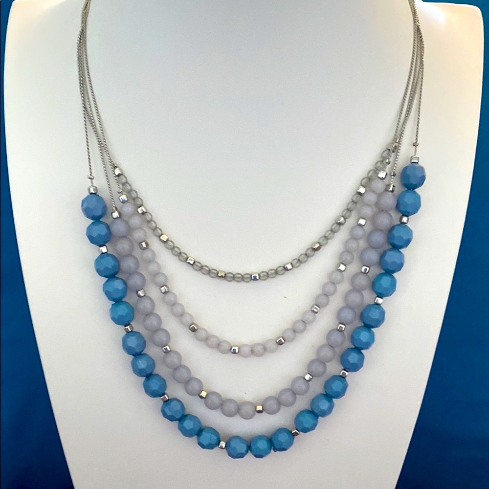 10/$10 Blue and Silver Beaded Necklace